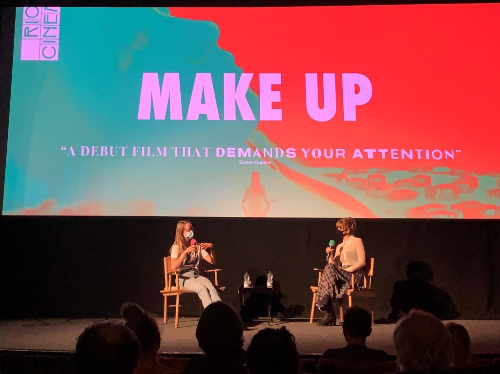 Claire Oakley giving a Q&A after a screening of her debut film Make Up